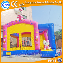 Nuevo castillo saltando del gatito colorido del diseño hola, castillo inflable inflable con la diapositiva